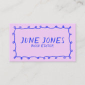 Carte De Visite Boucles artisanales Doodé Brush épais blanc violet (Devant)