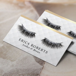 Carte De Visite Boucles Artiste maquillage Luxe Eyelash Gold Borde