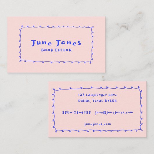 Carte De Visite Boucles de crayon scintillé Doodle fait main Whims (Devant / Derrière)