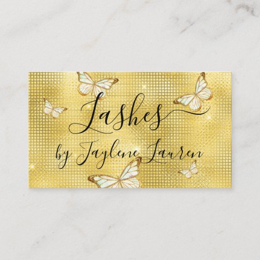Carte De Visite Boucles de papillons de luxe glam jaune tendance (Devant)