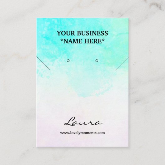 Carte De Visite Boucles d'oreille Abstrait Aqua Blue (Devant)