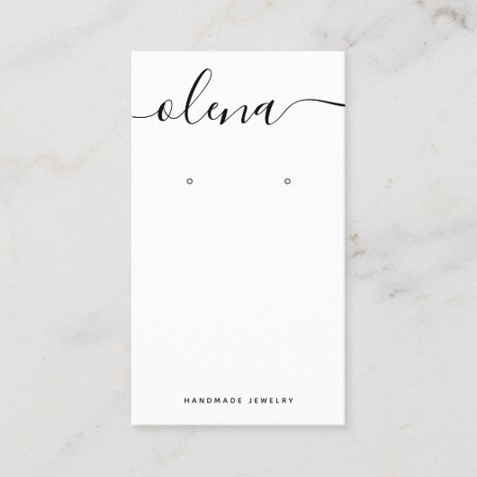 Carte De Visite Boucles d'oreille en blanc du script de signature (Devant)