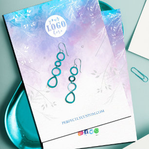 Carte De Visite Boucles d'oreilles Abstrait Aqua Blue