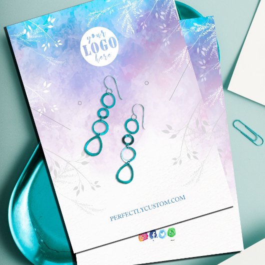 Carte De Visite Boucles d'oreilles Abstrait Aqua Blue