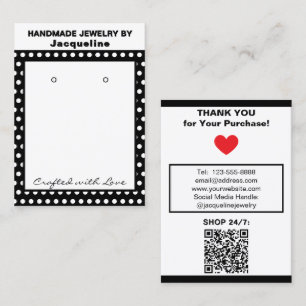 Carte De Visite Boucles d'oreilles artisanales chic points noirs e