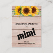 Carte De Visite Boucles d'oreilles de tournesol rustique Afficher (Dos)