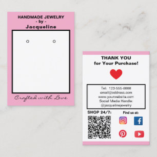 Carte De Visite Boucles d'oreilles en bijoux rose pastel Code QR s