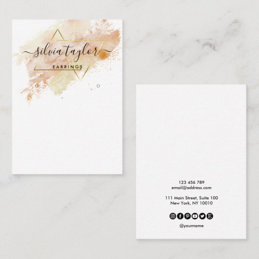 Carte De Visite Boucles d'oreilles typographiques présentoir bijou (Devant / Derrière)