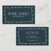 Carte De Visite Boucles faites main Doodle Whimsical Inky Brushstr (Devant / Derrière)