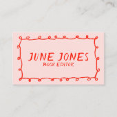 Carte De Visite Boucles faites main Doodle Whimsical Inky Chic ros (Devant)