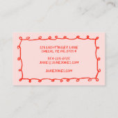 Carte De Visite Boucles faites main Doodle Whimsical Inky Chic ros (Dos)