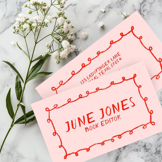 Carte De Visite Boucles faites main Doodle Whimsical Inky Chic ros