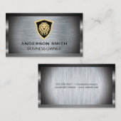 Carte De Visite Bouclier de lion brossé métallique (Devant / Derrière)