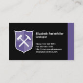 Carte De Visite Bouclier de marteau de roche croisé par géologue (Dos)