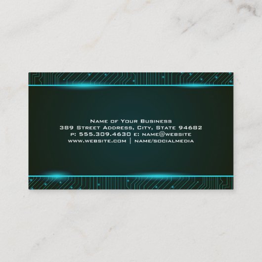 Carte De Visite Bouclier sécurité | Arrière - plan Tech Circuits (Dos)