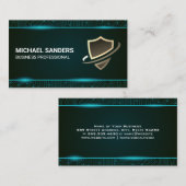 Carte De Visite Bouclier sécurité | Arrière - plan Tech Circuits (Devant / Derrière)