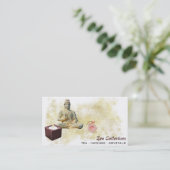 Carte De Visite *~* Bouddha Zen Tea Lotus Or (Debout devant)
