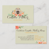 Carte De Visite Bougie Beige Vert Soy Cire Artisanat Maison (Devant / Derrière)