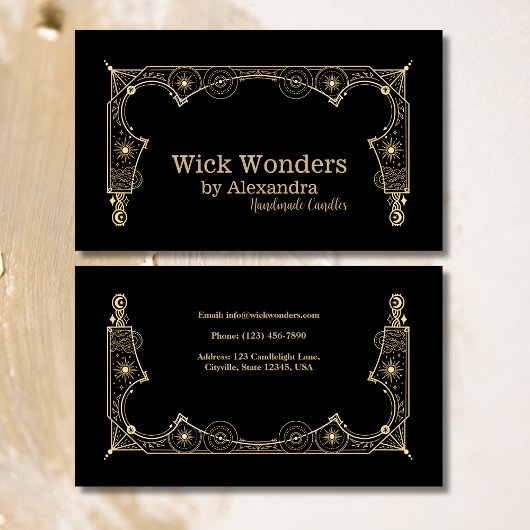 Carte De Visite Bougie d'apothèque magique en or noir