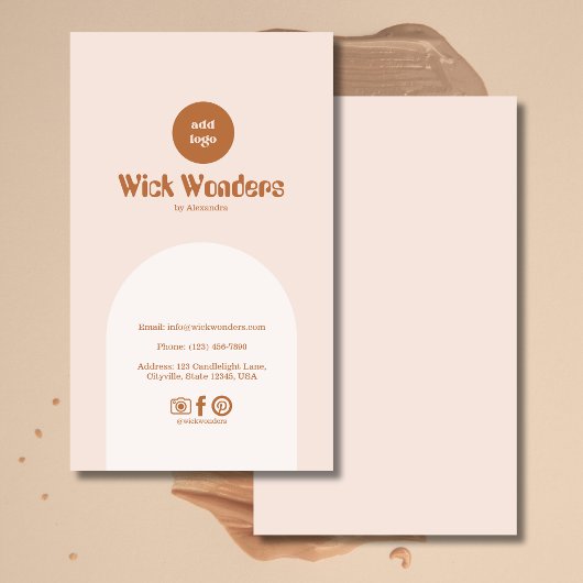 Carte De Visite Bougie d'arc en terre cuite rose rétro