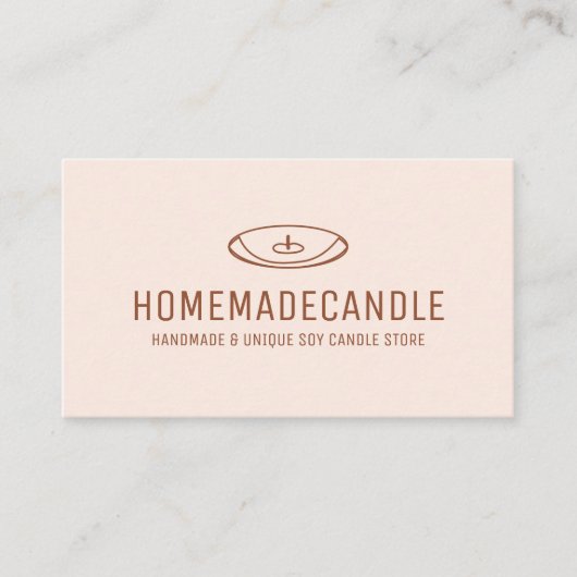 Carte De Visite Bougie Faite Maison Logo Minimal Terracotta Blush (Devant)