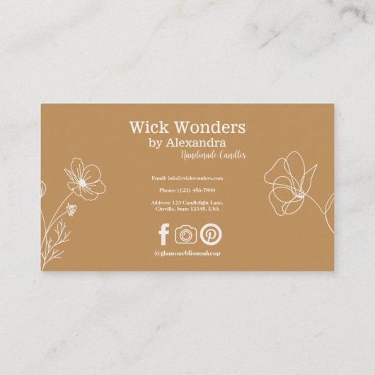 Carte De Visite Bougie miniature Gold Boho (Dos)