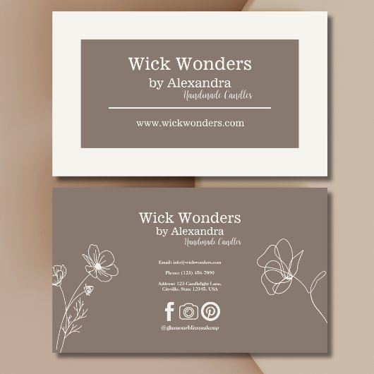 Carte De Visite Bougie minimaliste Boho