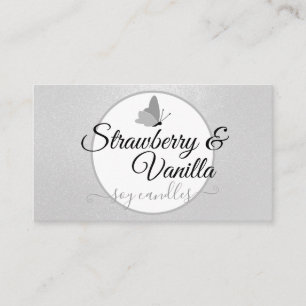 Carte De Visite Bougies artisanales Propres Gris Argent Papillon M