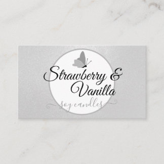 Carte De Visite Bougies artisanales Propres Gris Argent Papillon M