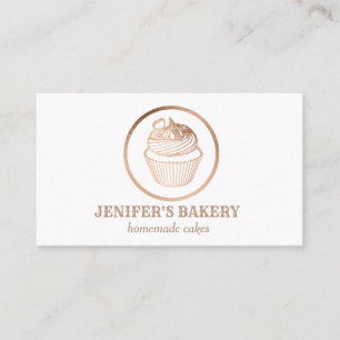 Carte De Visite Bouilloire rose moderne en feuille d'or cupcake