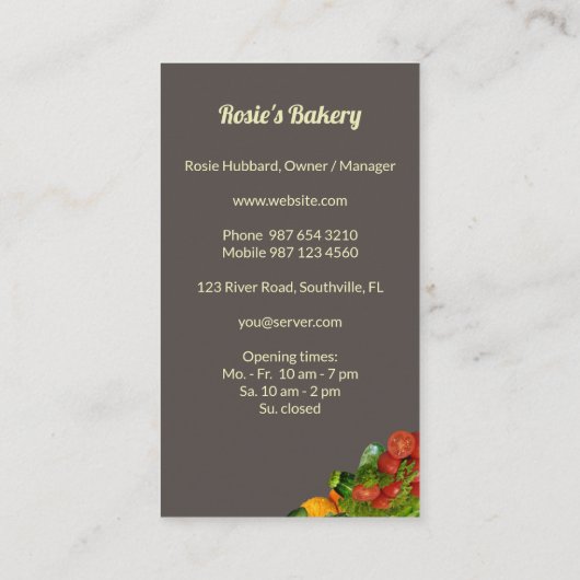 Carte de visite boulangerie (Dos)