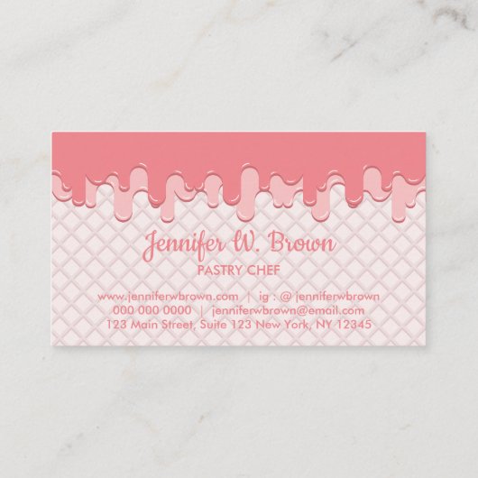 Carte De Visite Boulangerie à gaufre à crème rose (Dos)