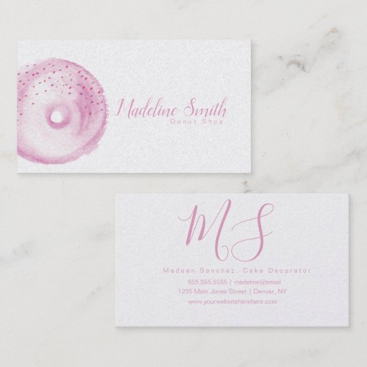 Carte De Visite Boulangerie à pâte beignets Aquarelle noix (Devant / Derrière)