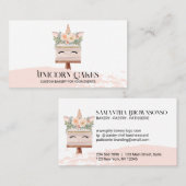 Carte De Visite Boulangerie Anniversaire Gâteau Unicorn Blush Rose (Devant / Derrière)