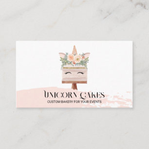 Carte De Visite Boulangerie Anniversaire Gâteau Unicorn Blush Rose