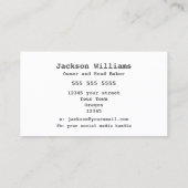 Carte De Visite Boulangerie Artistique Rustique | Forfait de blé (Dos)