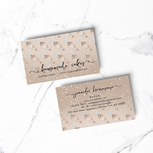 Carte De Visite Boulangerie beige Design Pâtisserie Glitz