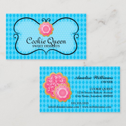 Carte De Visite Boulangerie bleue de biscuit (Devant / Derrière)