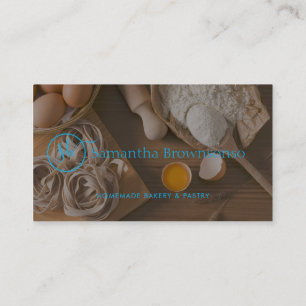 Carte De Visite Boulangerie Blue Custom Photo Oeuf Pain