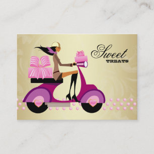 Carte De Visite Boulangerie Boîte cadeau Scooter Girl Rose Gold I