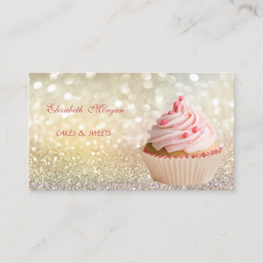 Carte De Visite Boulangerie Bokeh Cupcake adorable (Devant)