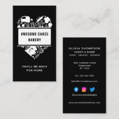 Carte De Visite Boulangerie Boulangère Noir Blanc Gâteaux Biscuits (Devant / Derrière)