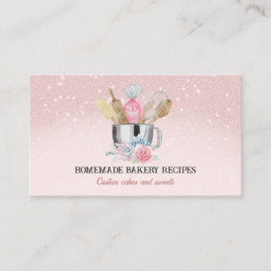 Carte De Visite Boulangerie Brillante Illustrée Rose