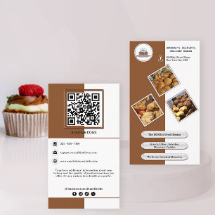 Carte De Visite Boulangerie Brown Cute Chaud Ajouter QR Code Brand