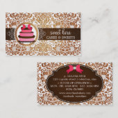 Carte De Visite Boulangerie Brown élégante de diamant de gâteau de (Devant / Derrière)