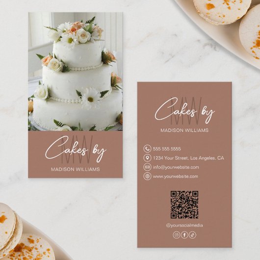 Carte De Visite Boulangerie Cake Custom Monogramme Logo Brown