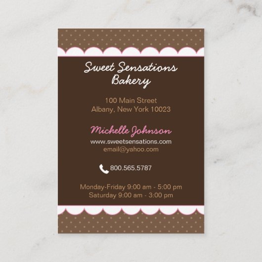 Carte De Visite Boulangerie Cherry Cupcake (Dos)