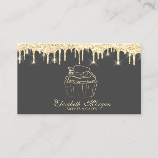Carte De Visite Boulangerie Chic Cupcake Faux Faux Gold Drivers (Devant)