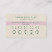 Carte De Visite Boulangerie Coastal Pink Stripes Logo Loyalty Punc (Dos)