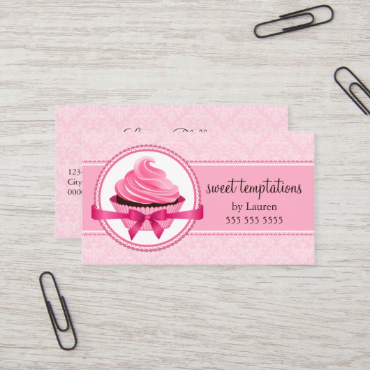 Carte De Visite Boulangerie Couture Cupcake (Devant/Arrière en situation)